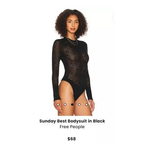 Intimately Free People Womens NWT Black Sunday Best Knit Long Sleeve Bodysuit L